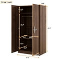thumbnail image 4 of Triple Tree Closet Hanging Rods 2 Doors and 3 Shelves Armoires, Wood Brown, 4 of 9