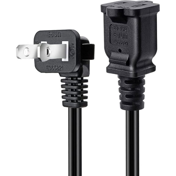 PYYAN-1.64FT Polarity US 2-Prong Male-Female Extension Power Cord,90 Degree Angled NEMA 1-15P to 1-15R USA Outlet Saver Power Extension Cord Cable