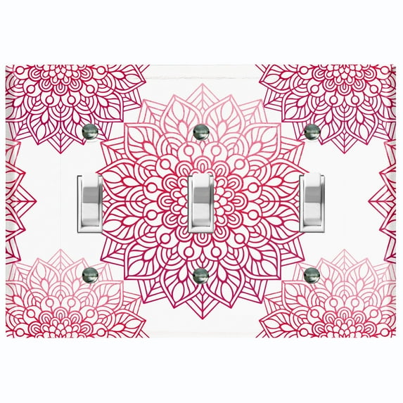 Metal Light Switch Plate Cover Mandala Violet Flower Tile Pattern MDL099