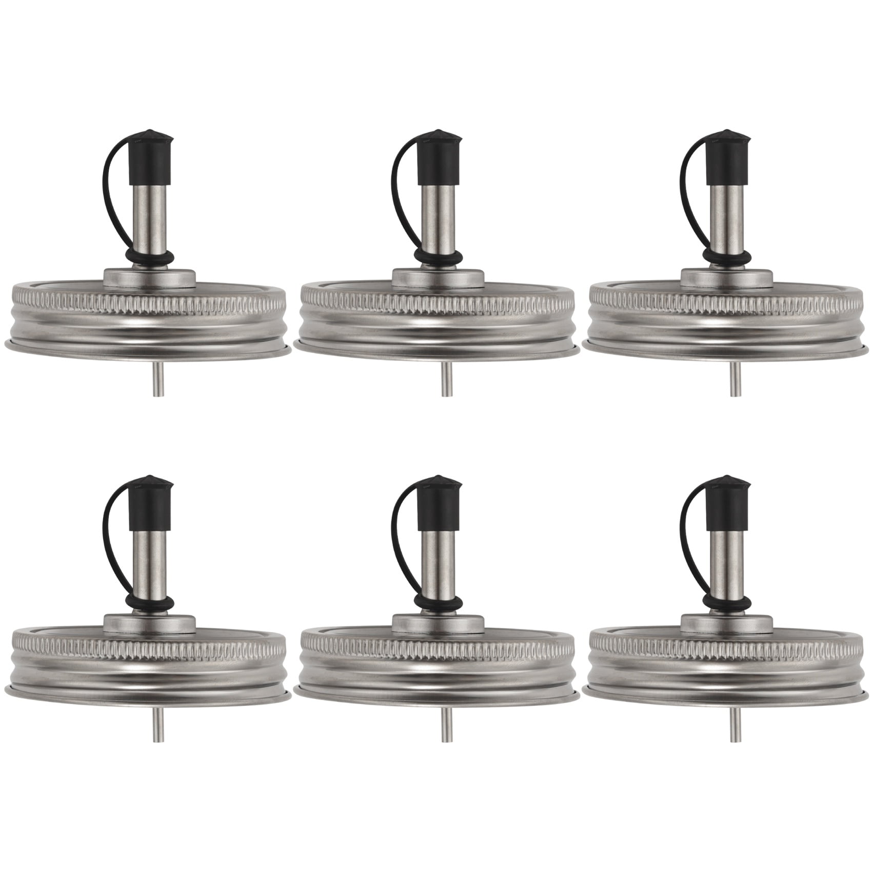 6pcs Stainless Steel 70mm Regular Mouth Mason Jar Pour Spout Lids With
