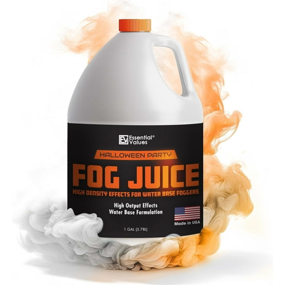 Essential Values Fog Juice High Density Long-Lasting Water-Based for 400W-1500W Fog Machines 1 Gallon