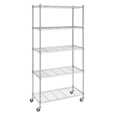 Whitmor Rolling Utility Cart - Whitmor Supreme 5-Tier Cart with Wheels Chrome