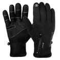 thumbnail image 2 of Winter Thermal Gloves for Men Women Windproof Thickened Outdoor Cycling Gloves Full Finger Gloves with Zipper Grip Palm Touchscreen Compatible for Running Commuting Black L, 2 of 3