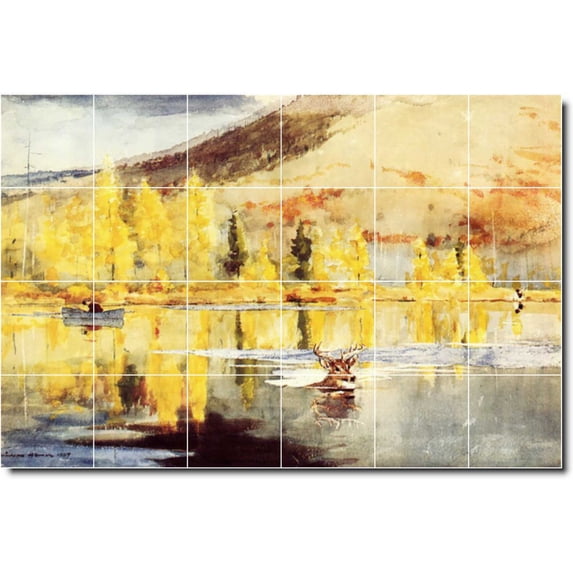 Ceramic Tile Mural-Winslow Homer Waterfront Painting 449. 25.5" w x 17" h using (24) 4.25 x 4.25 ceramic tiles