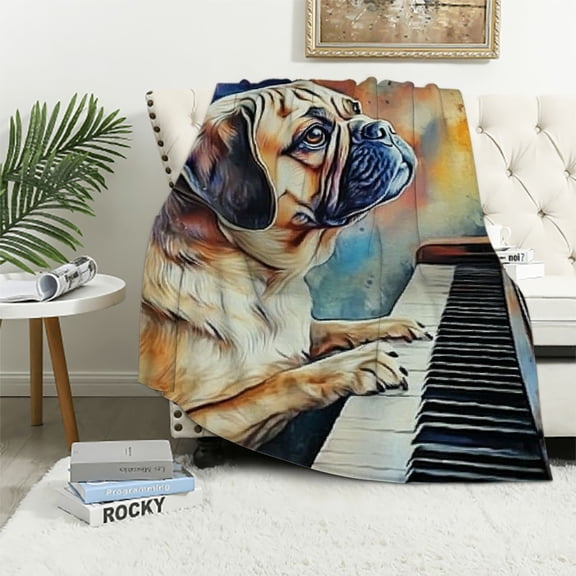 SHERONV Watercolor Pug Blanket Soft Lightweight Cozy Playful Pug Dog Flannel for Adults Kids Women Girls Fuzzy Warm Throw Blankets for Bed Couch Living Room Office Travel Home Decor  40x50in