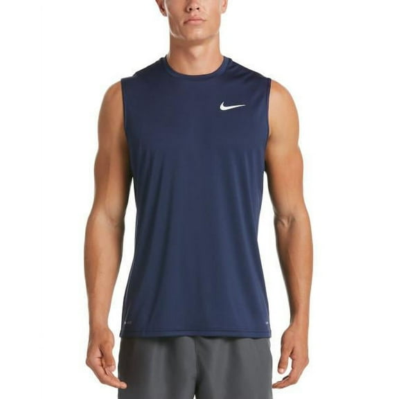 Nike Swim Men's Essential Sleeveless Hydroguard Rash Guard Midnight Navy Large / Navy Blue