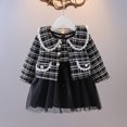 thumbnail image 2 of Odeerbi Girls Dress Baby Girls Clothes Toddler Kids Plaid Skirt Set 2025 Long Sleeve Jacket Coat Top Party Dresses Black, 2 of 5