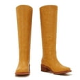 thumbnail image 3 of Women's Yellow Banana Boots – Retro School Style Knee-High Boots with Block Heel, 3 of 7