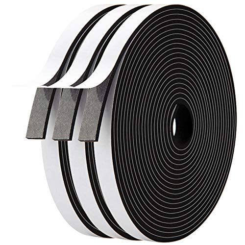 Adhesive Foam Seal Tape-1/2 Inch Wide X 1/8 Inch Thick,High Density Foam Strip Self Adhesive Neoprene Rubber Door Weather Stripping Insulation Foam Window Seal Total 59 Feet Long(19.7ft x 3 Rolls - image 2 of 3