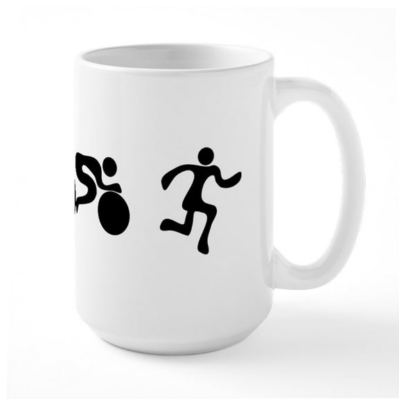 CafePress - TRI Triathlon BLACK Figures Large Mug - 15 oz Ceramic Large White Novelty Mug