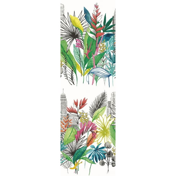 ohpopsi Sierra Multicolor Urban Tropic Wallpaper, 19.7-in by 33-ft, 54.18 sq. ft.