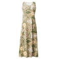 thumbnail image 4 of Birdeem Robes pour Femmes Robe Longue Sans Manches en Coton et Lin à Col Rond Imprimé, 4 of 9