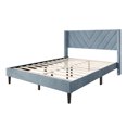 thumbnail image 6 of Castle Place Sophisticated Wingback Velvet Upholstered Full Platform Bed, Light Blue, 6 of 11