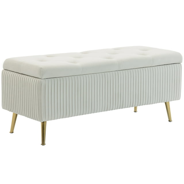 HOMCOM Storage Ottoman Bench with Steel Legs, 43 Inch Large Storage Chest