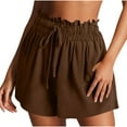 thumbnail image 3 of JURANMO Summer Shorts for Women Casual Linen Wide Leg Bermuda Shorts 2025 High Waisted Drawstring Beach Loose Shorts with Pockets Fashion Outfits Brown L Saving Sales, 3 of 7
