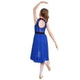 thumbnail image 2 of iEFiEL Girls Shiny Sequins Praise Lyrical Dance Dress High-Low Mesh Skirt Back Hollow Latin Jazz Dance Costume Royal Blue 16, 2 of 7