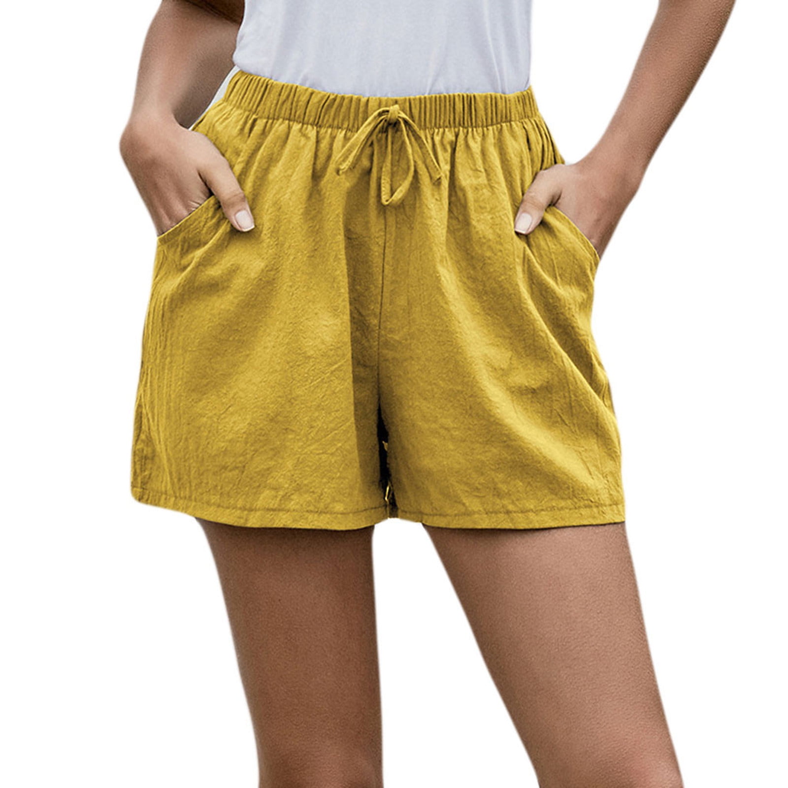 Women Hot Pants Summer Casual Loose Shorts Linen Beach High Waist Short Trousers