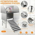thumbnail image 5 of EastVita Dog Grooming Tub, Stainless Steel Dog Wash Station with Foldable Ramp, Storage Drawer, Floor Grate & Faucet/Dog Bathtub, 5 of 7