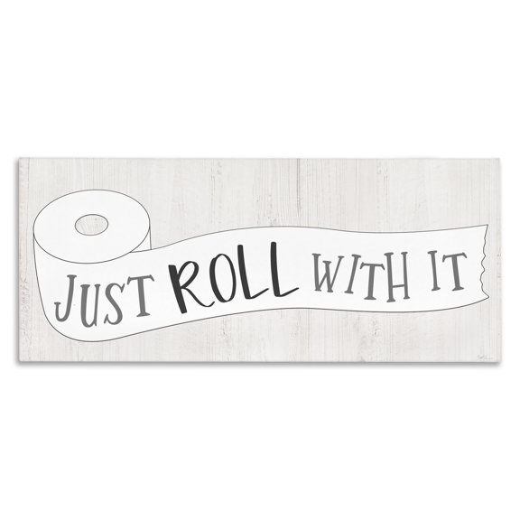 Stupell Industries Cottage Roll With It Phrase Charming Country Toilet Paper Canvas Art, 24 x 10, by Natalie Carpentieri
