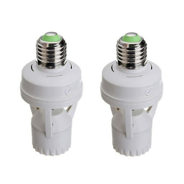 Interruptor de Luz con Sensor de Movimiento 2PCS E27, 100-240 V, Base para Detector de Movimiento, PortaláMparas con Control de Luz, Interruptor Inteligente, PortaláMparas