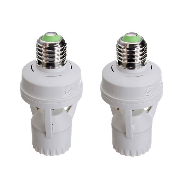 2PCS E27 Motion Sensor Light Switch 100-240V Motion Detector Base Lamp Holder with Light Control Smart Switch Bulb Socket