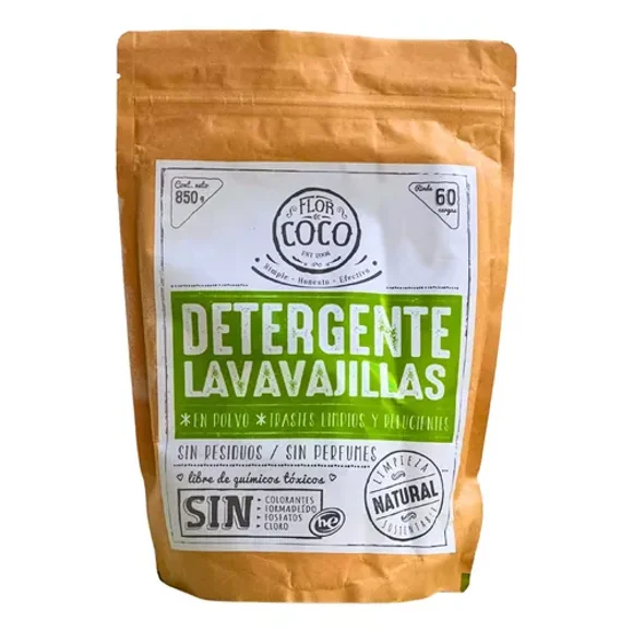 Detergente Lavavajillas Hipoalergénico Flor De Coco Polvo 850g