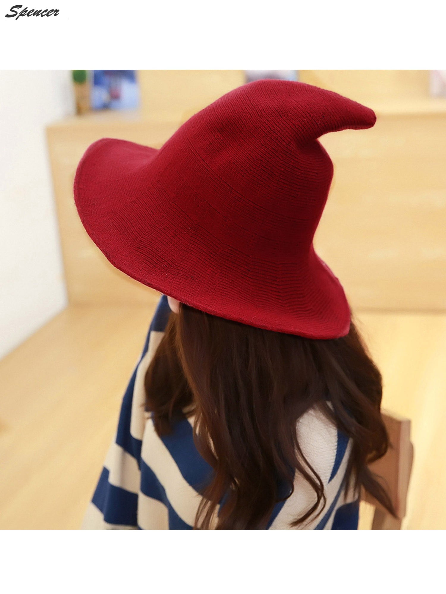 Spencer Red Steeple Wool Big Brimmed Pointed Witch Hat 