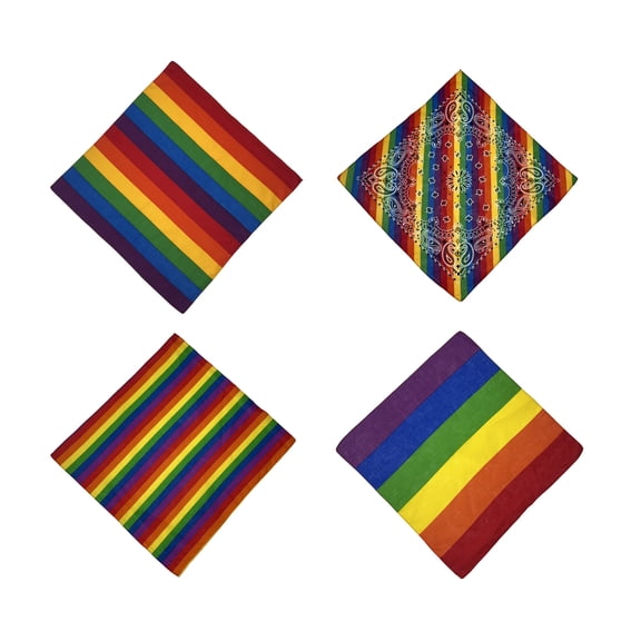 4 Pieces Rainbow Bandana for Men and Women Soft Hair Wrap Headwear Square Scarf for Enhancing Styles in Any Occasion