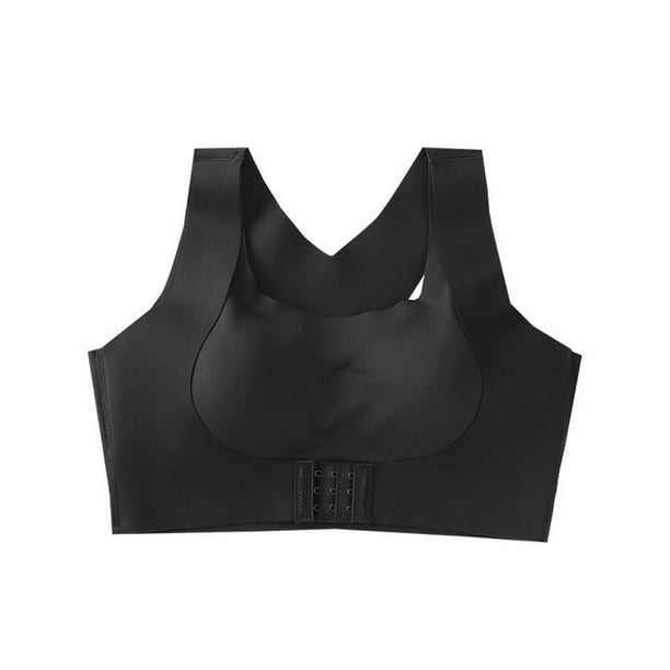 yingyy Women Bra Push Up Elastic Padded Front Buckle Elastic Sport Bra  Sport Bra Wireless Anti-slip Underwear, Black, M 