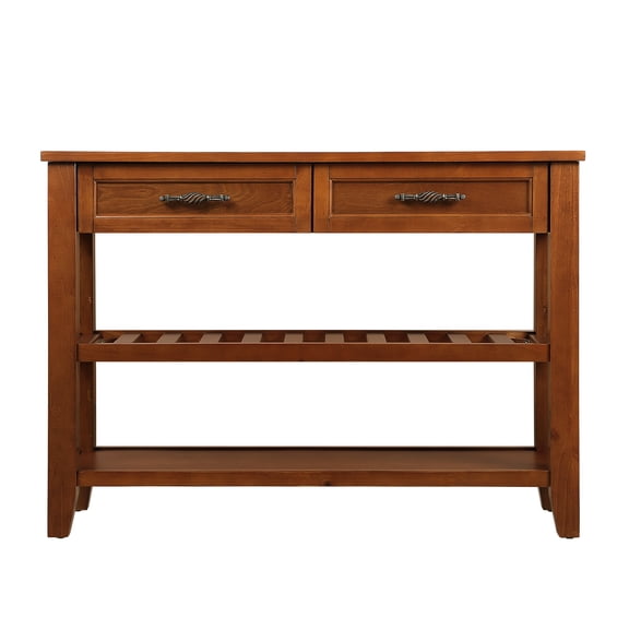 BOFANG 42" Mid Century Console Table, Solid Wood Buffet & Sideboard with 2 Drawers,Brown