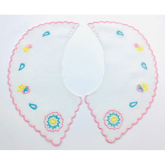 White Whimsical Batiste Collar with Lt. Pink Scallop