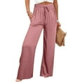 thumbnail image 2 of Baberdicy Women's Wide Leg Lounge Pants with Pockets Lightweight High Waisted Adjustable Tie Knot Loose Trousers Pink, Size: S-3Xl, 2 of 9
