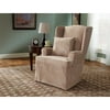 SureFit Soft Suede 1 Piece Wing Chair Slipcover in Taupe