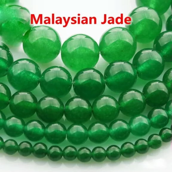 U8MO 1 Strand Natural Stone Gemstone Rock Round Beads Lot 4mm 6mm 8mm 10mm 12mm-Malaysian Jade-8mm (44~45pcs)