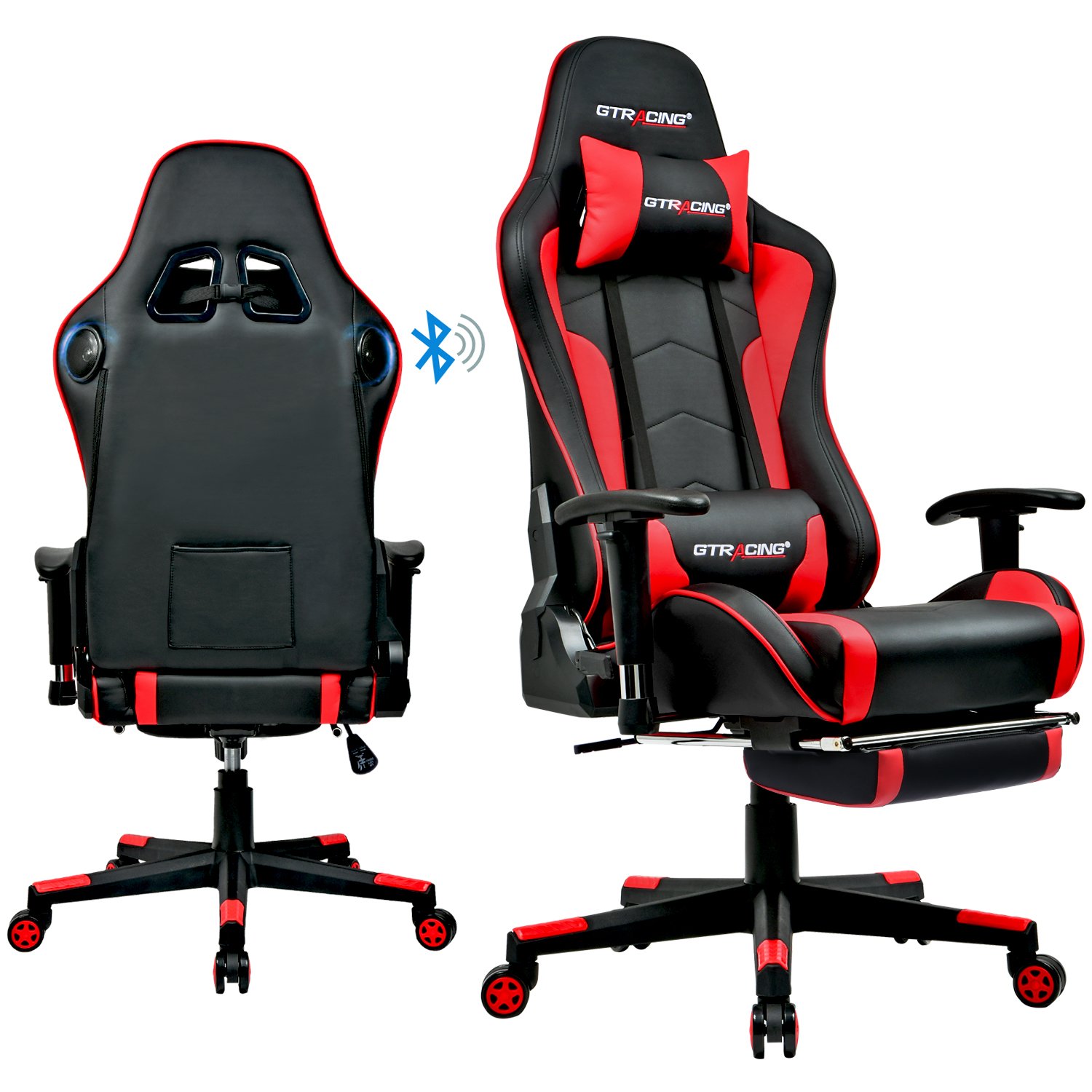 Buy Gtracing Gaming Chair Office Chair With Speakers Bluetooth And Footrest In Home Leather Computer Chair Red Online In Tunisia 367756278