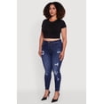 thumbnail image 3 of Women's Plus Size WAX Distressed High Waisted Skinny Jeans, 3 of 5