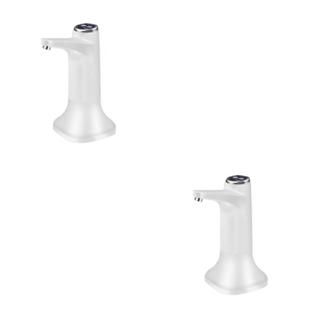 Wosthever Bomba de agua eléctrica automática Carga USB 600ml Galón embotellado 1200mAh Máquina de bombeo de botellas Dispensador Blanco + Blanco+fondo 2Conjunto