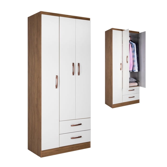 Ropero Closet Moderno 3 Puertas Blanco Y Cafe Recamara Hogar cafe 3 beige 3