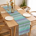 thumbnail image 3 of Purple Green Boho Table Runner - 60 Inch Long, Kitchen Dining Table Runner Dresser Scarves, Vintage Ethnic Tribe Abstract Art Farmhouse Decor for Coffee Tables Wedding Party Banquet, 3 of 8