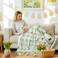 thumbnail image 4 of Throw Blanket Fleece Throw Blanket 40x50in, Happy Easter Dwarf Bunny Eggs Floral Soft Lightweight Bed Blankets Green White Plaids Grid Fuzzy Couch Blankets for All Season, 4 of 9
