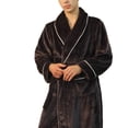 thumbnail image 4 of Previn Men's Long Fuzzy Fleece Robe Long Sleeve Pocket Plush Bathrobe Soft V Neck Cozy Winter Sleeping Belted Warm Robe Black Medium-Large, 4 of 4