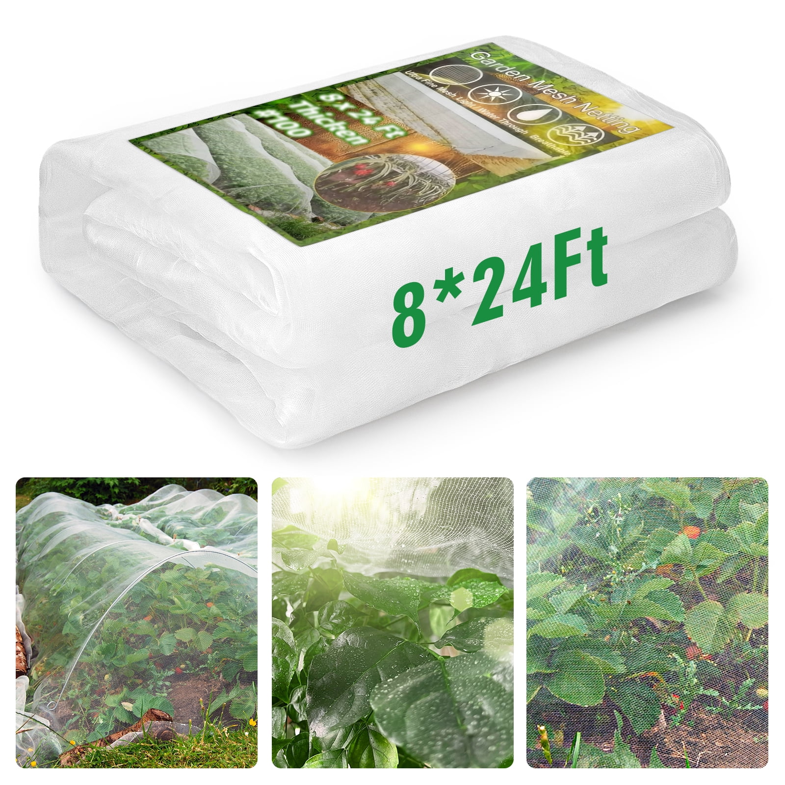8X24Ft Garden Netting Pest Barrier,Markdang Thicken Bug Netting For