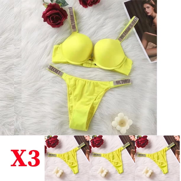 Victoria Secret Lencería Encaje Diamantes De Imitación Sujetador Bragas Conjunto De 2 Piezas.no . 1 toppangjing