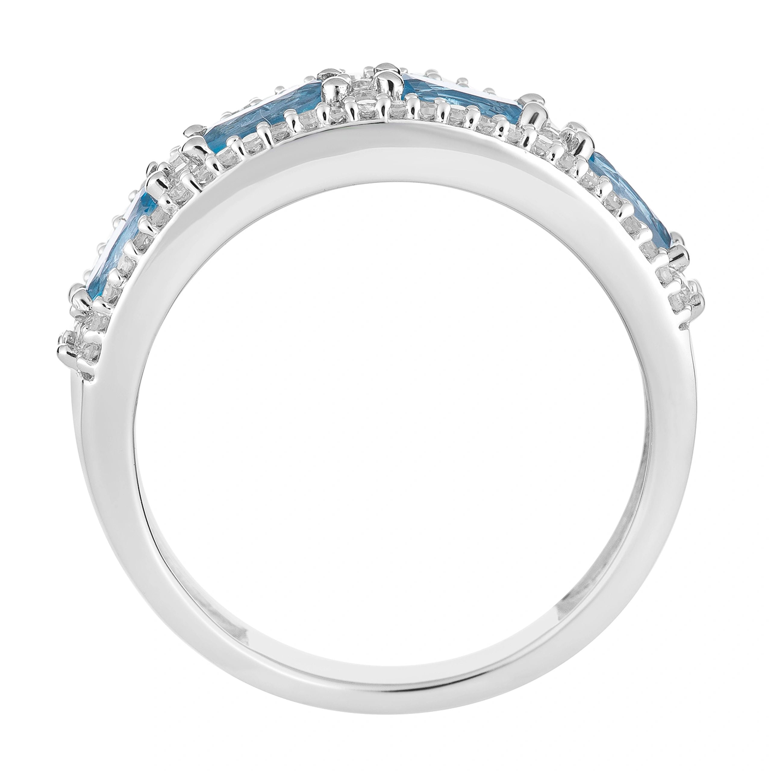 10k White Gold Swiss Blue Topaz & 1/6 Carat T.W. Diamond Ring