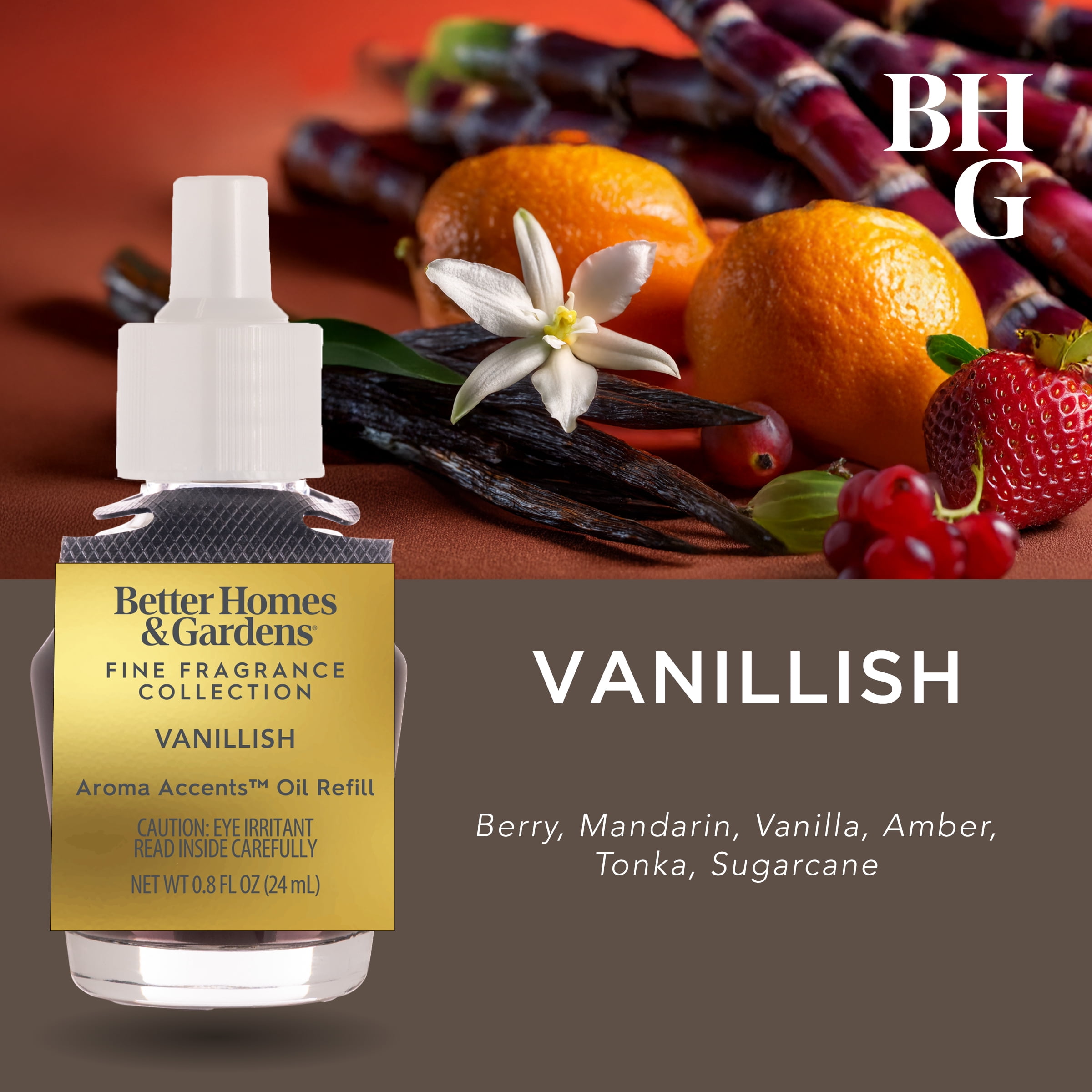 Better Homes & Gardens Fine Fragrance Aroma Accents Plug-in Oil Refill 24mL, Vanillish