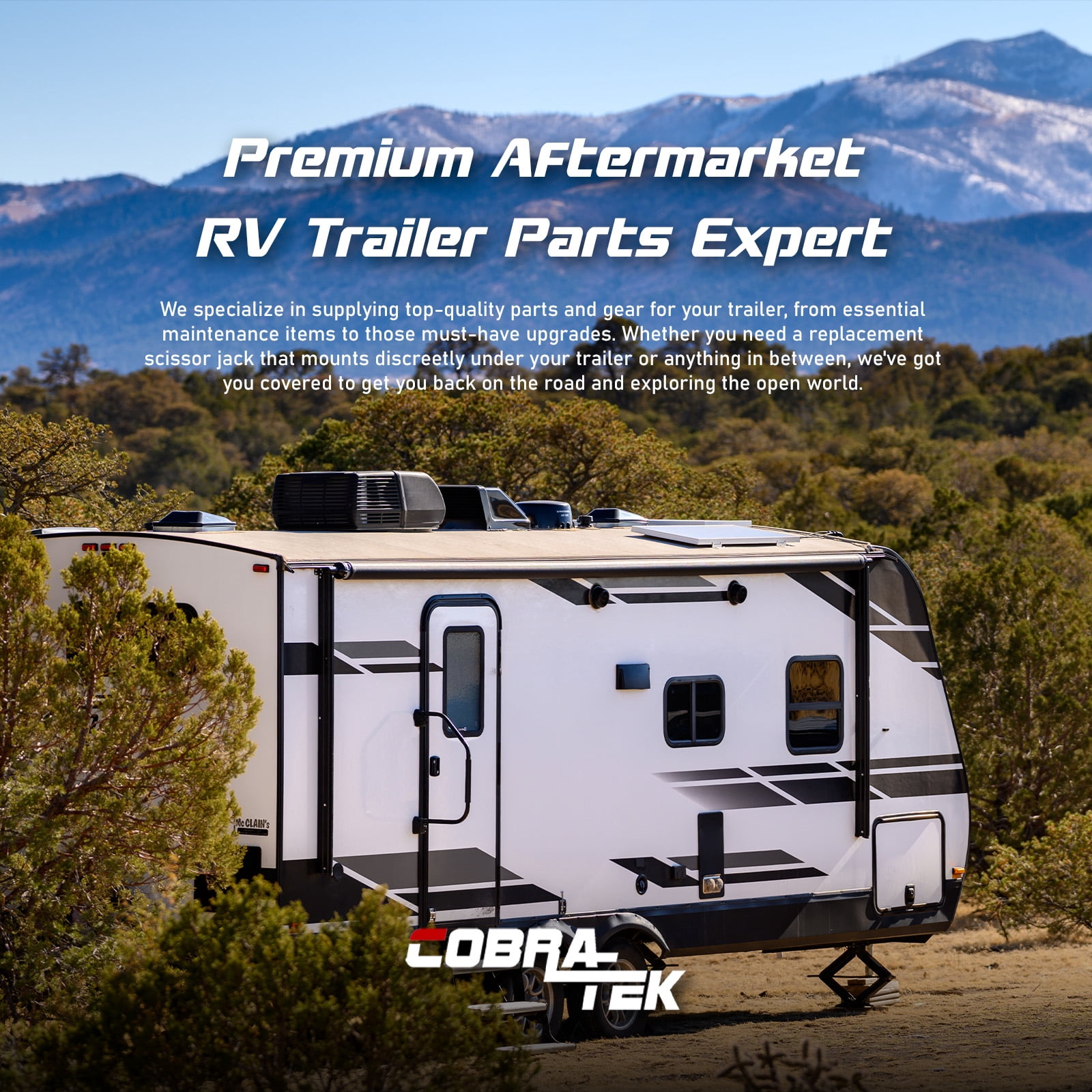 Cobra-Tek CBK-1124-PBK Universal Rv Camper Travel Trailer Stabilizer Leveling Scissor Jack, Bolt-On Or Weld-On, 2500 Lbs Load Capacity, 24" Inch Height