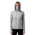 thumbnail image 5 of Plus Size Women's Loose Fit Long Sleeve Hooded Zipper Solid Color Sun Protection Top Shirt Casual Daily Fashion Shirts | CSEONE,Gray 2XL, 5 of 6