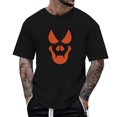 thumbnail image 3 of Men T Shirts Halloween Casual Funny Face Printed Theme Short Sleeve Crew Neck Tops Comfortable Festival Loose Solid Color Summer Men's Shirts Black L, 3 of 4
