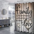 thumbnail image 3 of LVRLVR Distressed Wood Family Heart Slogan Print 4 Pcs Bathroom Set, Polyester Shower Curtain with High Elastic Sponge Mats & C-shaped Plastic Hooks, 70.8×70.8 Inch, 3 of 8