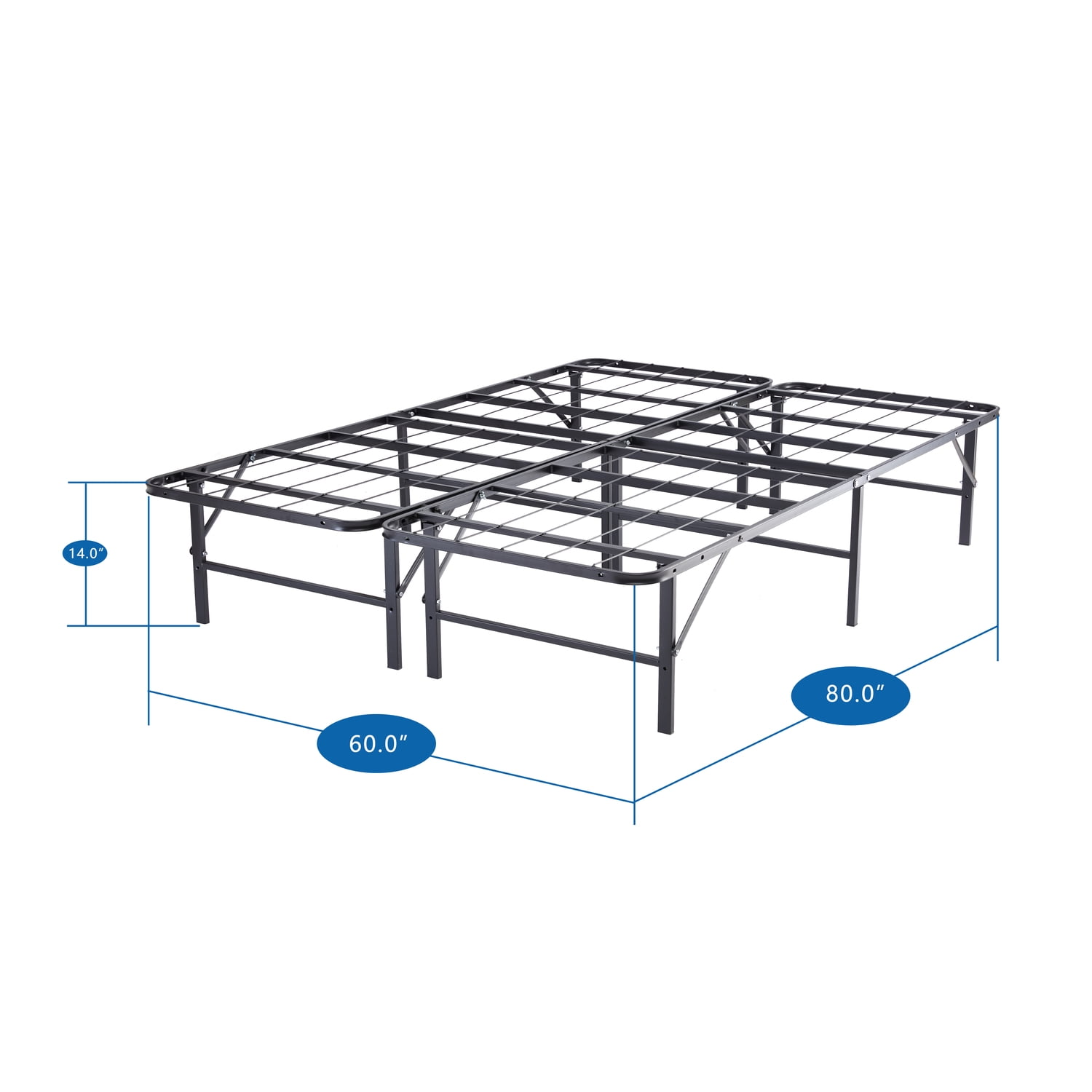 IdealBase 14" Queen Size Bed Frame, Queen Bed Frame, Platform Bed Frame Queen, Metal Bed Frame, Foldable Bed Frame with Heavy Duty Steel, Box Spring Replacement,Tool-Free Assembly, Queen/Black
